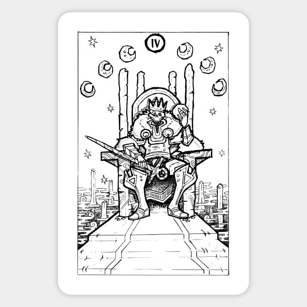 Black and White Tarot Emperor Sticker by TheSludgeboss